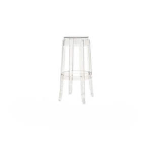 Posh Bar Stool in clear acrylic with modern backless design for upscale event bars and high-top tables