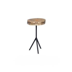 Fireside End Table – 18" Round x 20" Tall – Wood and Metal Rustic Event Table