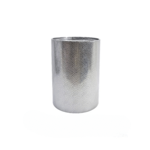 Tulum End Table – Silver Metallic Finish – 16" Round x 22" Tall Side Table for Events