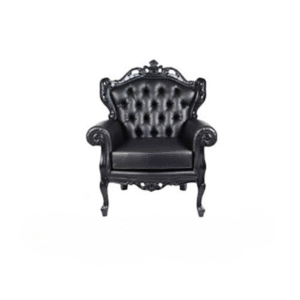 Regency Chair with black upholstery and elegant curved arms for upscale lounge seating