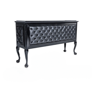 Tufted Victorian Bar – 72" x 18" x 42" – Black with Gold Trim – Elegant Event Bar