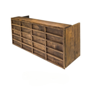 Sunset bar rental with warm wood tones and sleek design for stylish events
