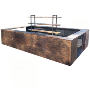 Urban four-sided bar rental with modern industrial design for large events