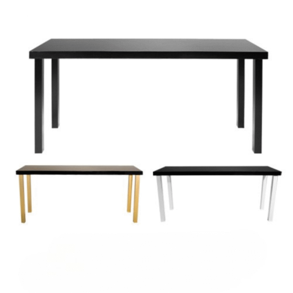 Black Modern Communal Hi-Boy Table – 96" x 31" x 42" – Cocktail Table with Black, Silver, or Gold Legs