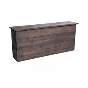 Large wooden bar rental for rustic and elegant event