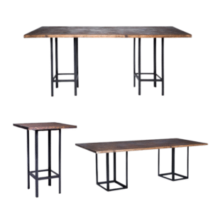 Urban table collection rental with modern and industrial design for events